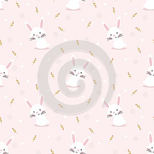 Cute white bunny seamless pattern