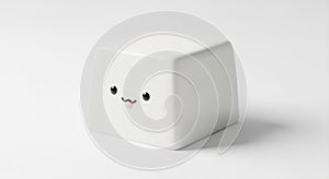 Cute White Cube Character with Friendly Face