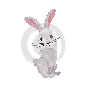 Cute White Hare with Long Ears as Herbivore Forest Animal Vector Illustration