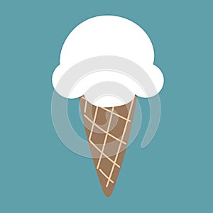 Cute white ice cream cone flying like cloud