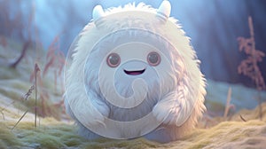 Cute White Monster In Dreamy Grass - Kombuchapunk Rtx Snow Scenes