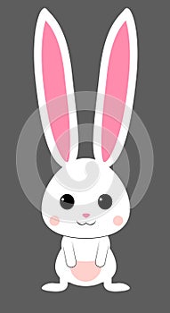 Cute white rabbit with pink snout. isolated vector