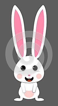 Cute white rabbit with pink snout. isolated vector