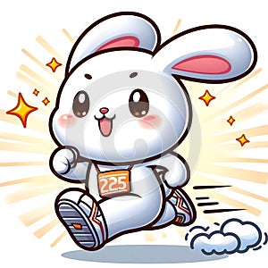 CUTE WHITE RABBIT RUNNING PRINTABLE PRINT photo