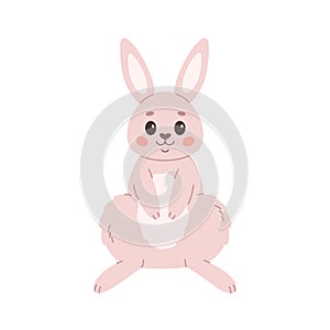 Cute white rabbit. Woodland animal. Easter bunny. Vector illustration in flat style