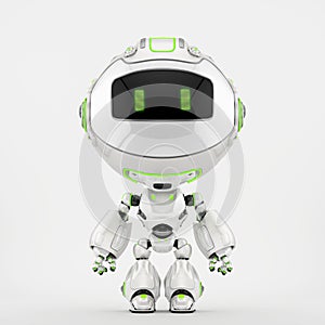 Cute white robot toy, 3d rendering