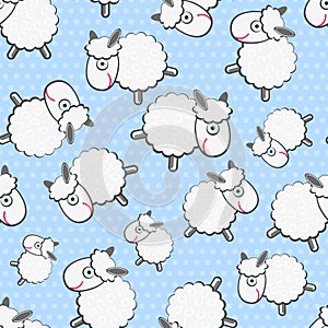 Cute White Sheeps Seamless Pattern