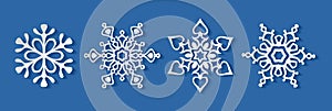 Cute white snowflakes collection, vector clipart
