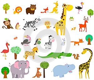 Cute wild animals .African safari. vector illustration