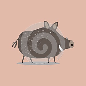 Cute wild boar cartoon illustration