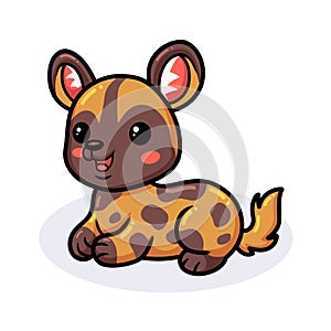 Cute wild dog cartoon lying down