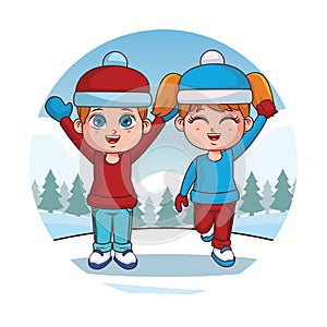 Cute winter children cartoon