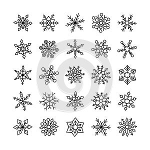 Cute winter snowflakes collection isolated on white background. Vector illustration