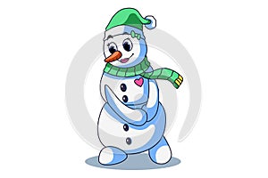 Cute Winter Snowman Character Illustration