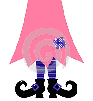 Cute Witch Legs isolated on white - pink and purpl