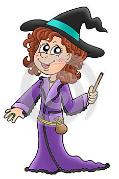 Cute witch with wand