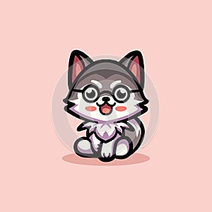 Cute Wolf Cartoon Mascot Animal Vector Logo Design illustration photo