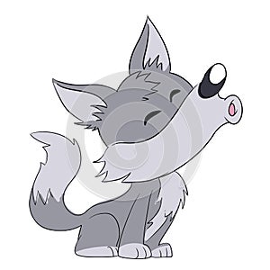Cute wolf howling cartoon