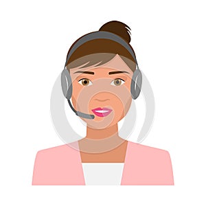 Cute woman call center operator with modern headphones