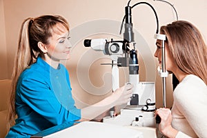 Cute woman consulted an ophthalmologist about her vision