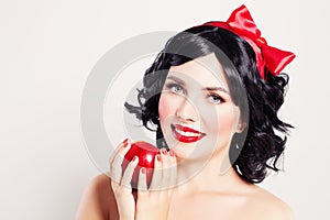Cute Woman with Red Apple