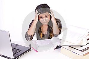 Cute Woman Studying at her Desk