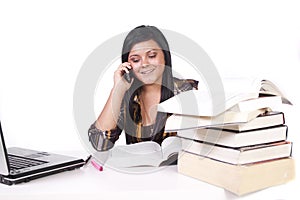 Cute Woman Studying at her Desk