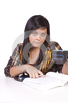 Cute Woman Studying at her Desk