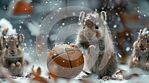Cute Woodland Animals Playing Basketball In The Forest Adorable Moment