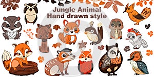 cute woodland forest animals bundle set