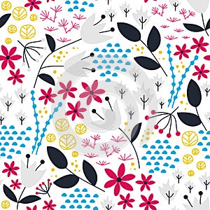 Cute woodland seamless pattern.