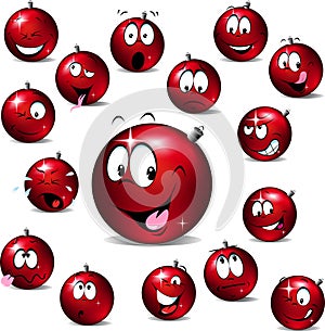 Cute xmas ball with funny face emotion - christmas vector