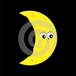 Cute yellow moon vector graphic illustration