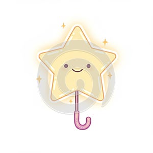 Cute Yellow Smiling Star Umbrella Pixel Art