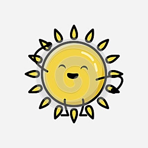 Cute Yellow Sun Mascot Vector Character in Flat Design Style