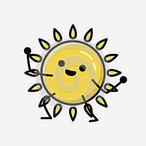 Cute Yellow Sun Mascot Vector Character in Flat Design Style