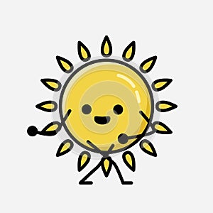 Cute Yellow Sun Mascot Vector Character in Flat Design Style