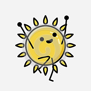 Cute Yellow Sun Mascot Vector Character in Flat Design Style