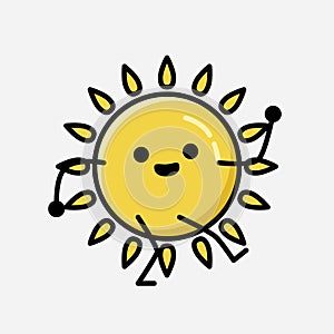 Cute Yellow Sun Mascot Vector Character in Flat Design Style