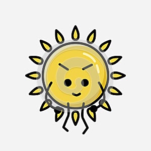 Cute Yellow Sun Mascot Vector Character in Flat Design Style