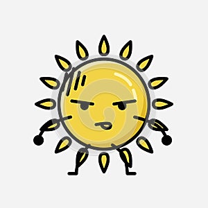 Cute Yellow Sun Mascot Vector Character in Flat Design Style