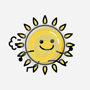 Cute Yellow Sun Mascot Vector Character in Flat Design Style