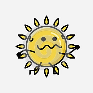 Cute Yellow Sun Mascot Vector Character in Flat Design Style