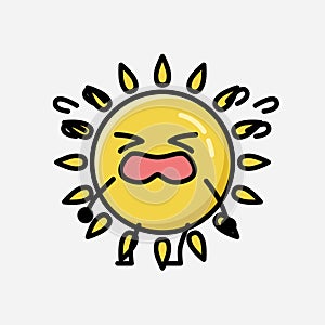 Cute Yellow Sun Mascot Vector Character in Flat Design Style