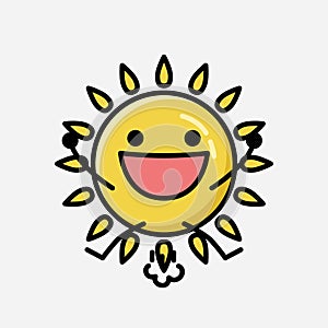 Cute Yellow Sun Mascot Vector Character in Flat Design Style