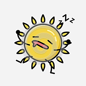 Cute Yellow Sun Mascot Vector Character in Flat Design Style