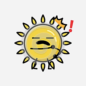 Cute Yellow Sun Mascot Vector Character in Flat Design Style