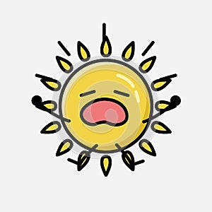 Cute Yellow Sun Mascot Vector Character in Flat Design Style