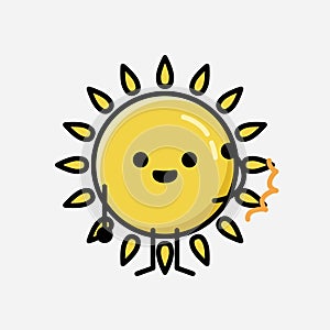 Cute Yellow Sun Mascot Vector Character in Flat Design Style