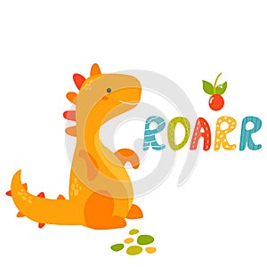 Cute yellow trex dino. Roarr greeting card